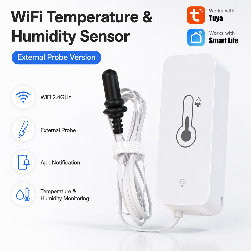 Planted Aquarium Temperature - Tuya WiFi temperatuur-vochtigheidssensor met externe sonde