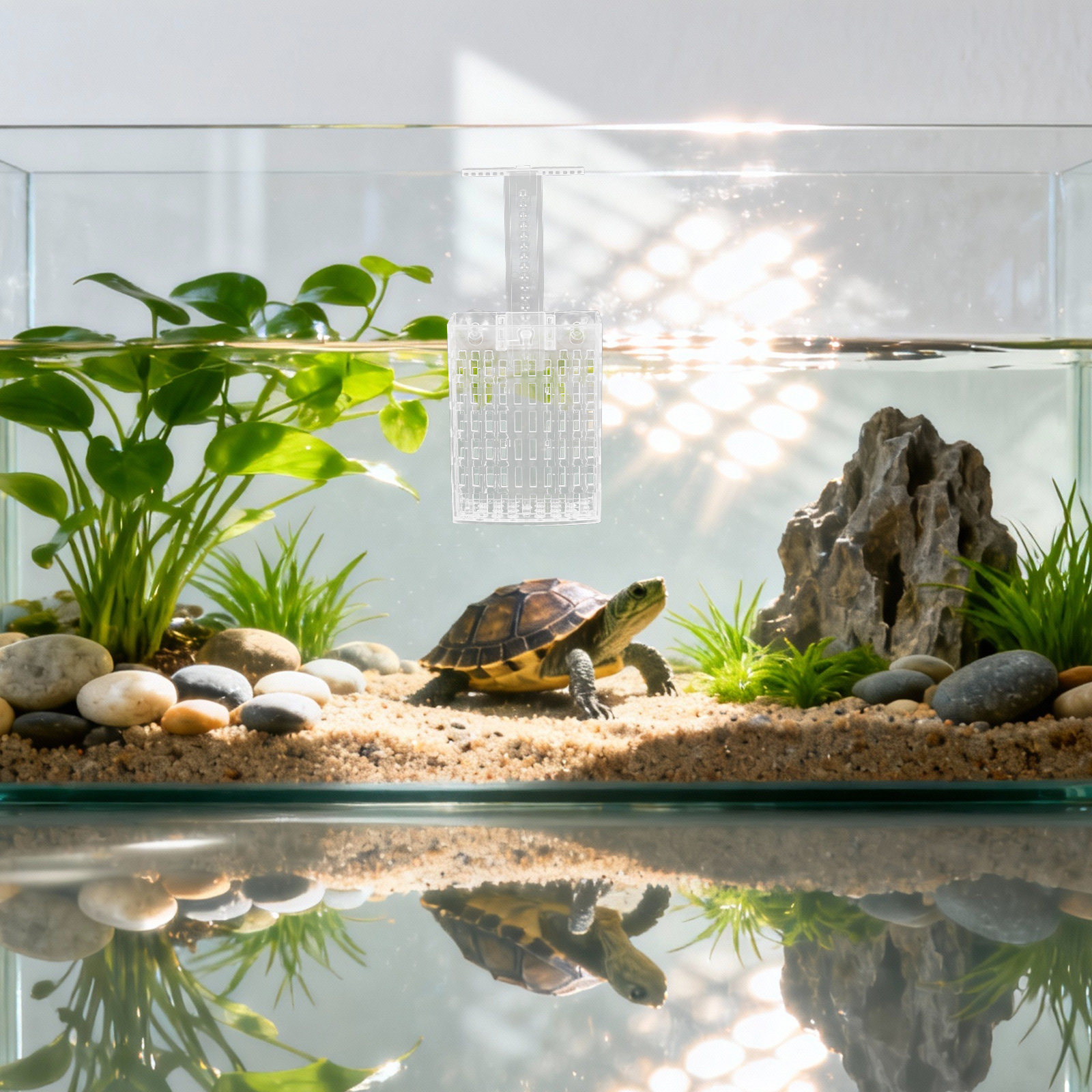 Aquarium Planted Fish Tank - 2-delige set transparante aquariumplantenhouder, verstelbare hoogtebeugel,