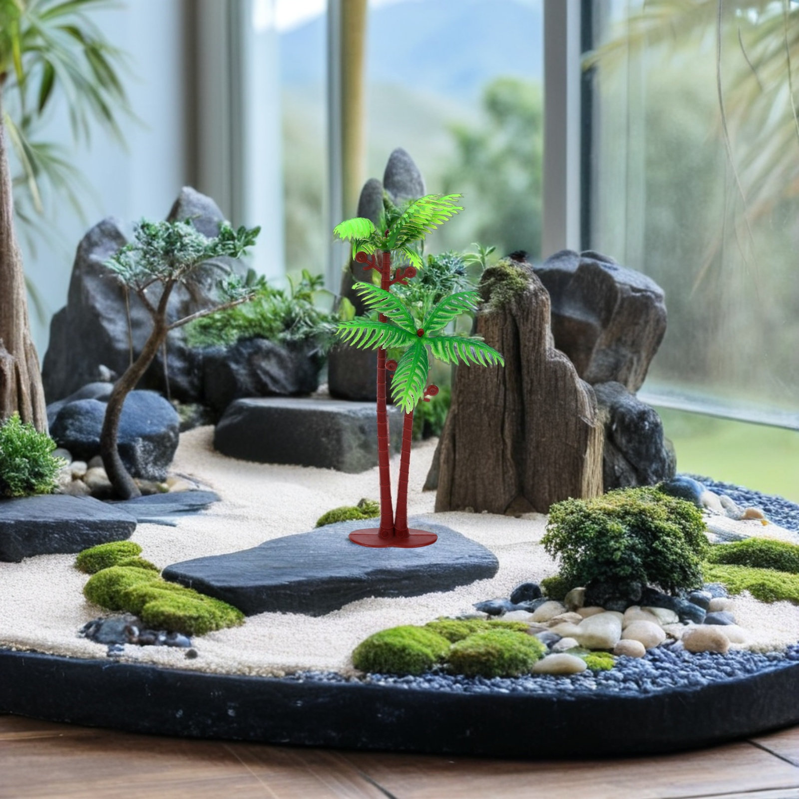 Planted Aquarium Mini - 15 stuks levensechte mini-kokospalmboomjes, kunstmatige plastic