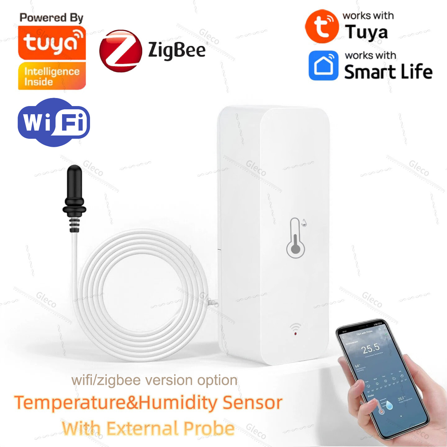 Planted Aquarium Temperature - Tuya Wifi Zigbee temperatuur- en vochtigheidssensor