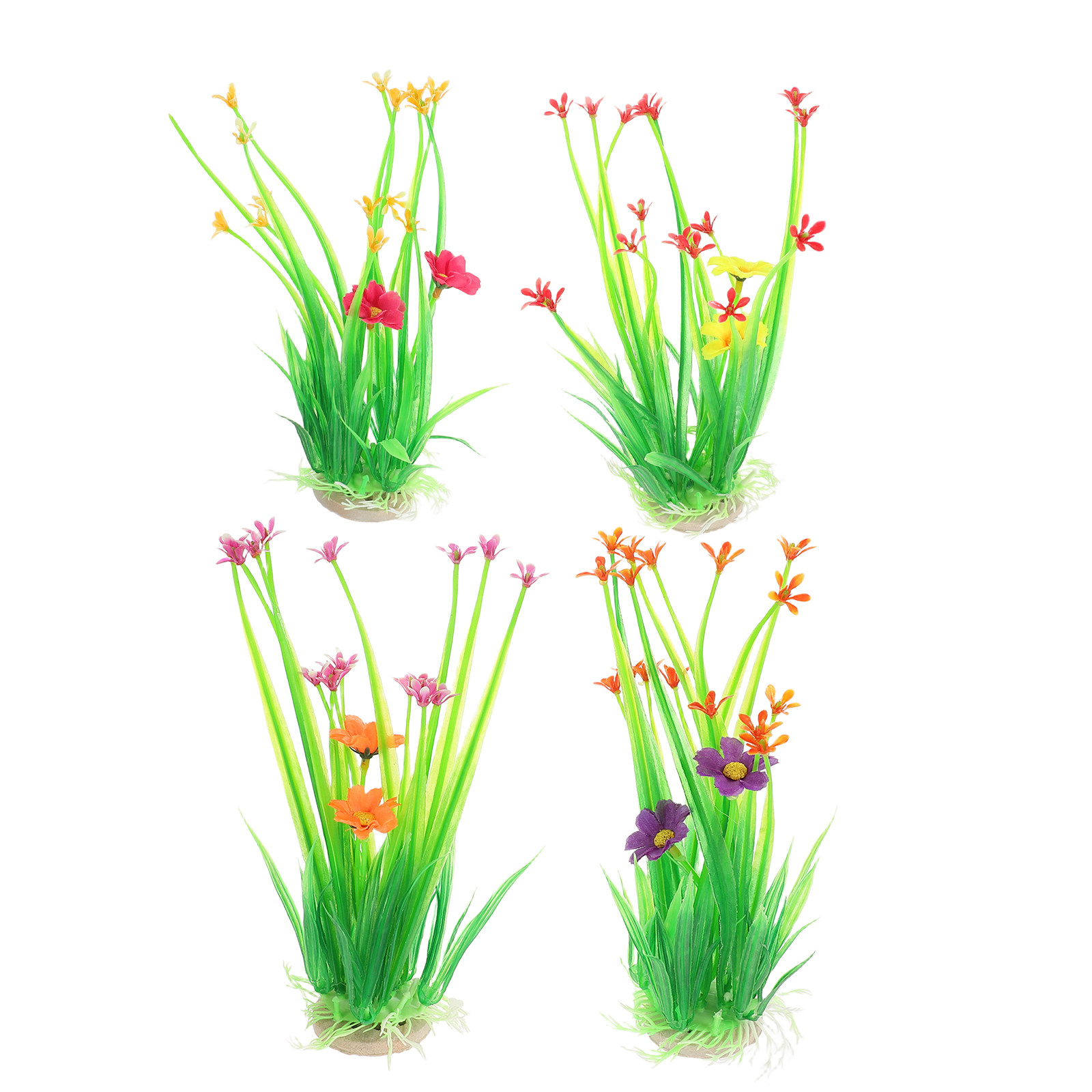 Aquarium Planted Sand - 4 stuks kunstmatige aquariumplanten, decoratief plastic